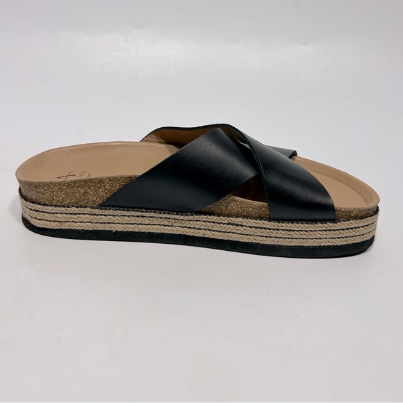 Aquatalia Ariana Crisscross Espadrilles Platform Sandals Size 10 Black /Tan - Picture 3 of 10